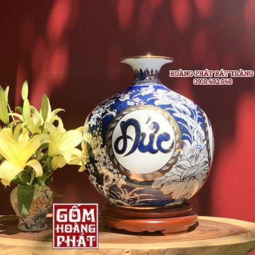 Bình hút tài lộc Phúc Đức Tài Lộc vẽ vàng 24K cao cấp BHL152 4