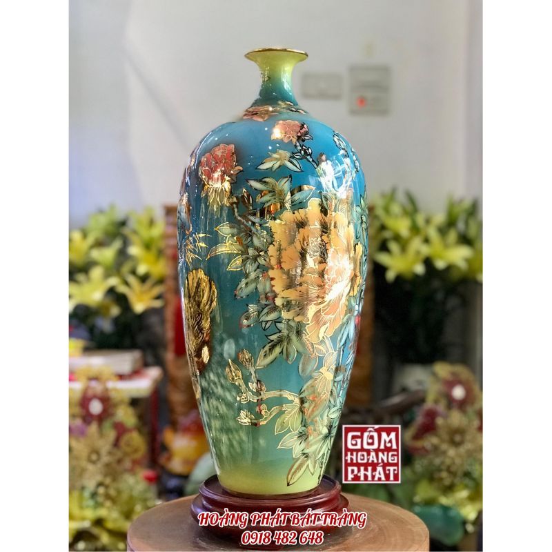 Bình phong thủy Kim Kê Đại Cát vàng kim cao cấp H58cm2