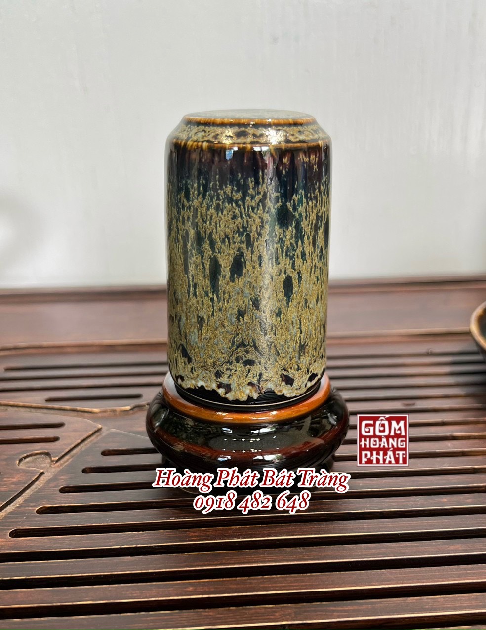 Bộ ấm chén men hỏa biến quai đồng full phụ kiện cao cấp ACHB01 6