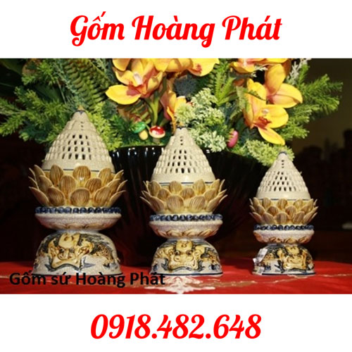 Đốt trầm cánh sen men rạn cổ Bát Tràng SP4891