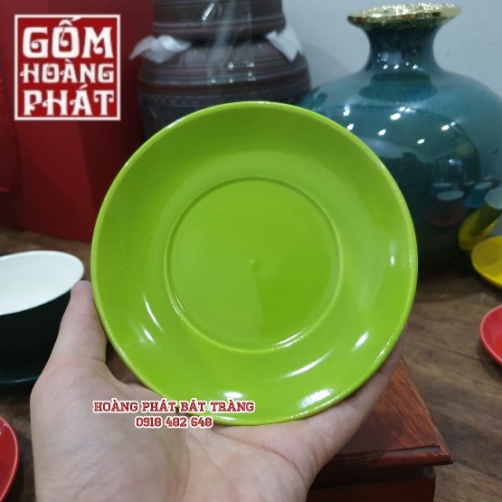 Bộ tách CAPPUCCINO 250ML men xanh lá bóng gốm sứ Bát Tràng 3