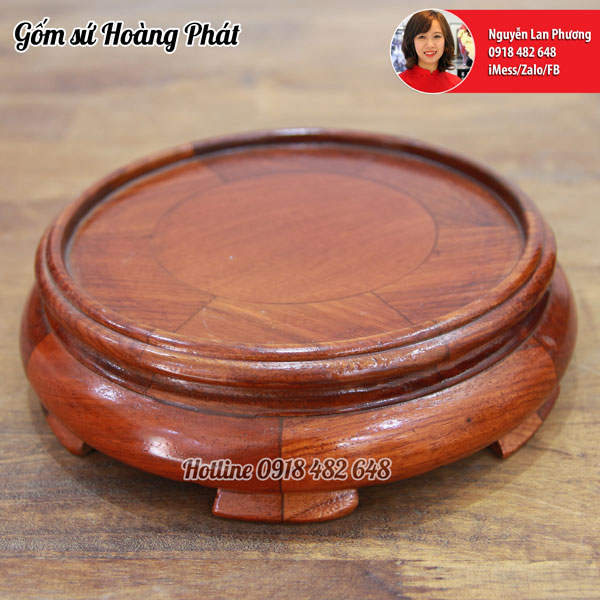 Chân đế bát hương gỗ hương p18cm