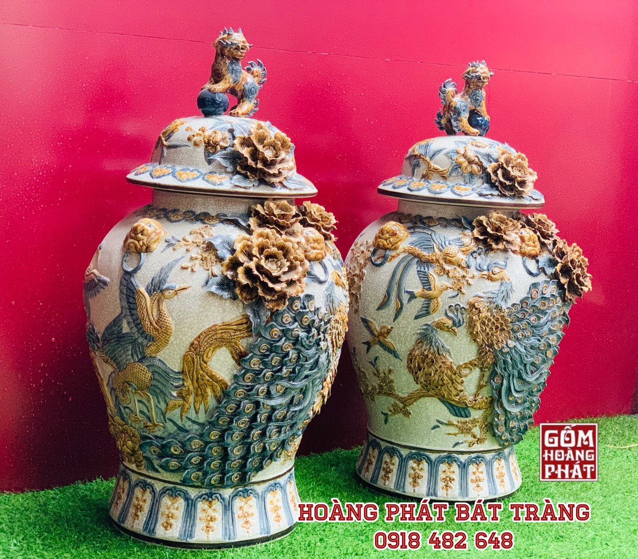Chóe công đào men rạn đắp nổi kênh bong dung tích 50L CHOE10 1