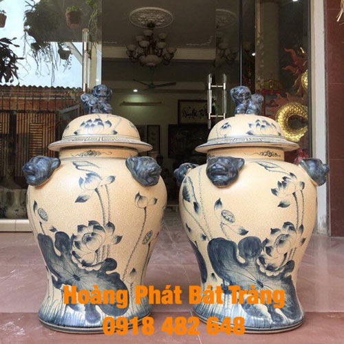 Chóe vẽ sen sứ Bát Tràng men rạn cổ SP4816