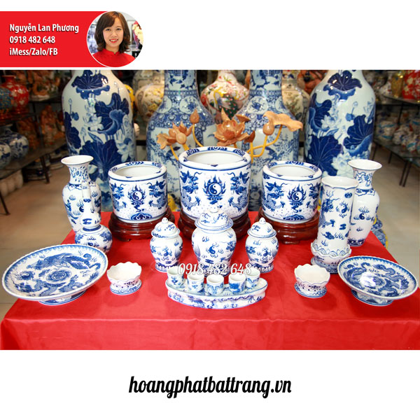 Bộ đồ thờ, bộ bát hương rồng full phụ kiện