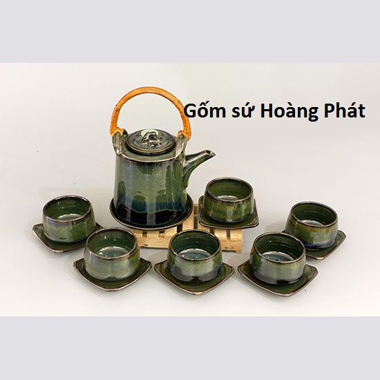 Bộ ấm chén tích men hỏa biến cao cấp Bát Tràng SP4879