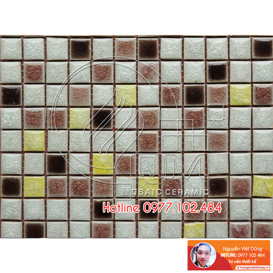 Gạch Mosaic màu trộn trắng, nâu, socola