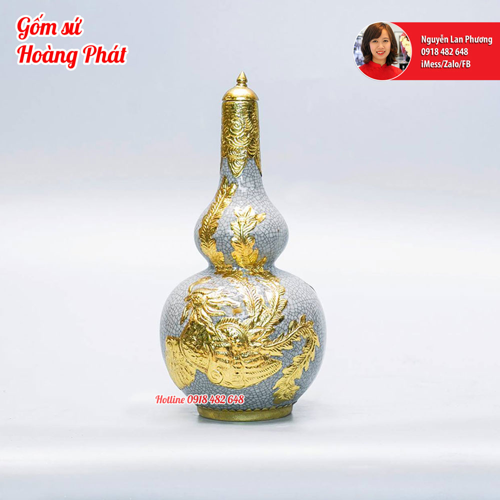 Hồ lô đựng rượu dát vàng 24k cao cấp