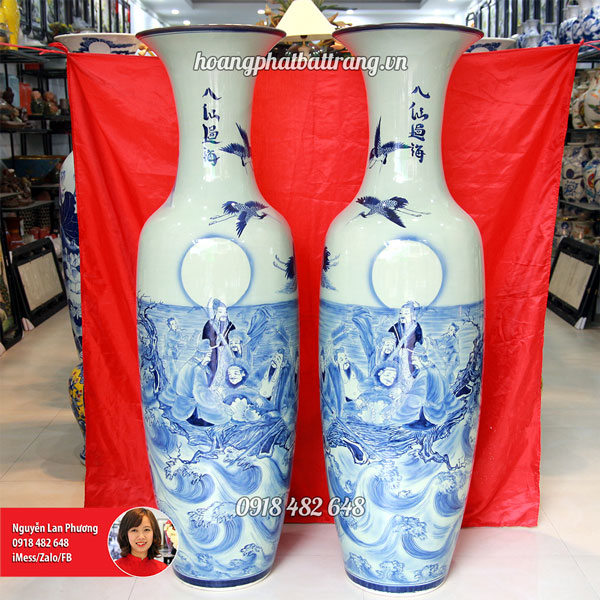 Lộc bình gốm 1m4 Bát Tiên Quá Hải