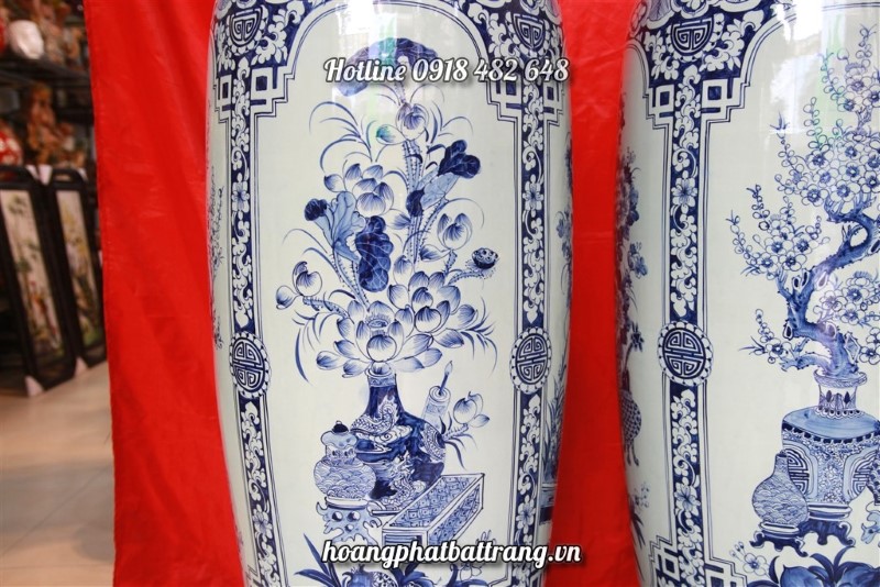 Lộc bình tứ quý cổ đồ cận cảnh 001