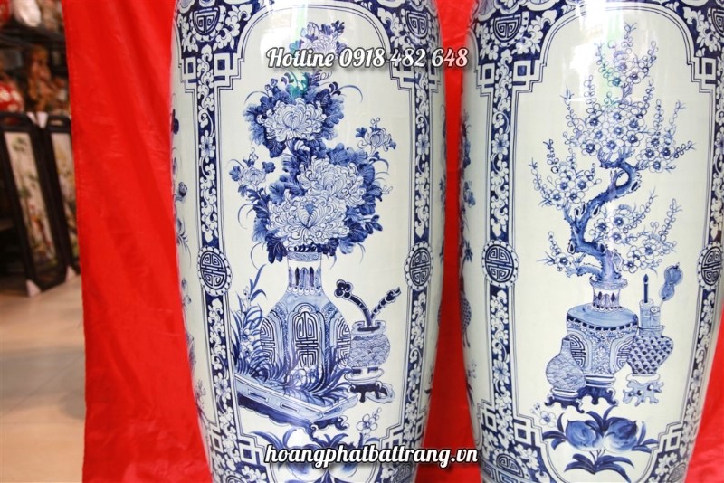 Lộc bình tứ quý cổ đồ cận cảnh 002