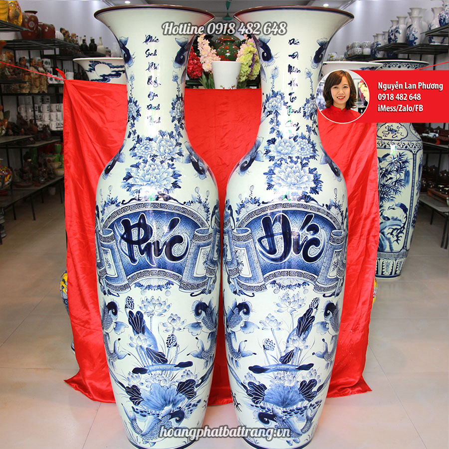 Lộc bình gốm Phúc Đức 1m4