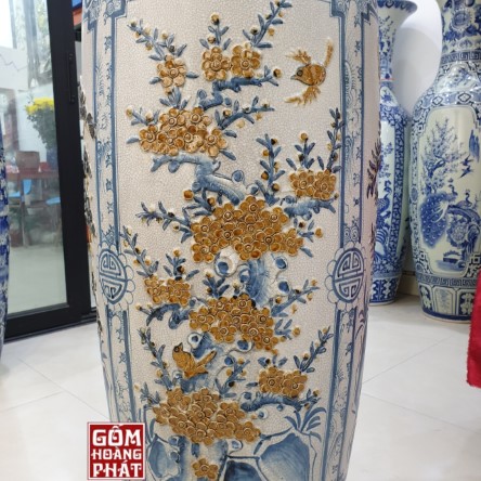 Lục bình gốm sứ Bát Tràng đắp nổi 23462
