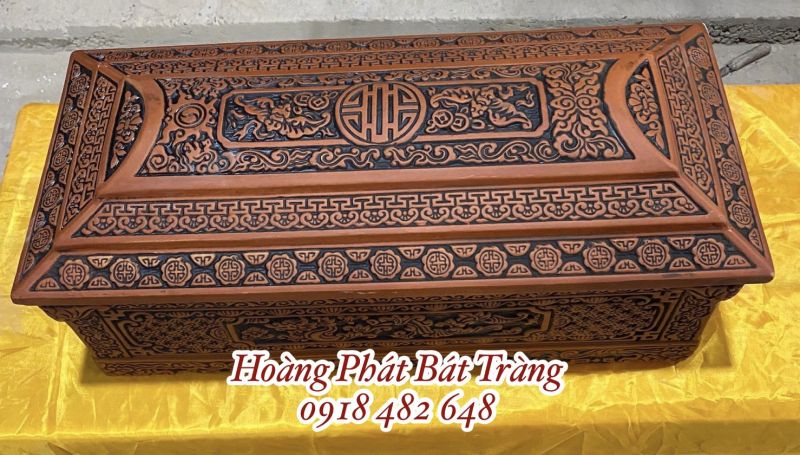 Bộ quách tiểu gốm đại cát rồng hóa cao cấp Bat Tràng QTSA122