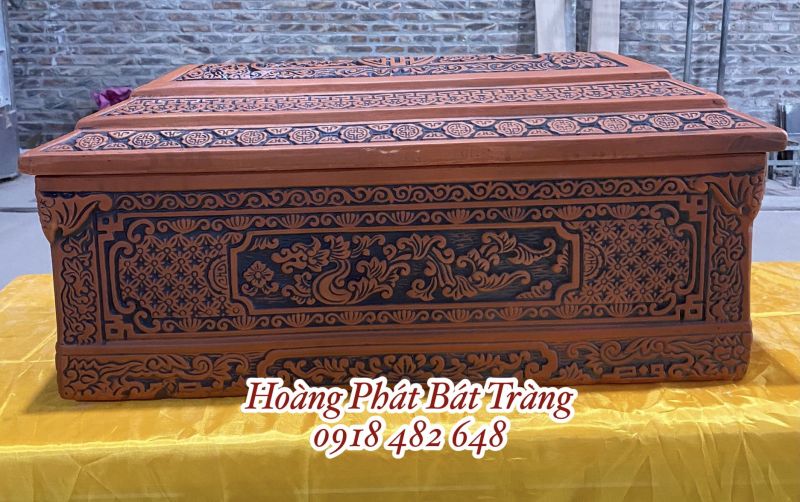 Bộ quách tiểu gốm đại cát rồng hóa cao cấp Bat Tràng