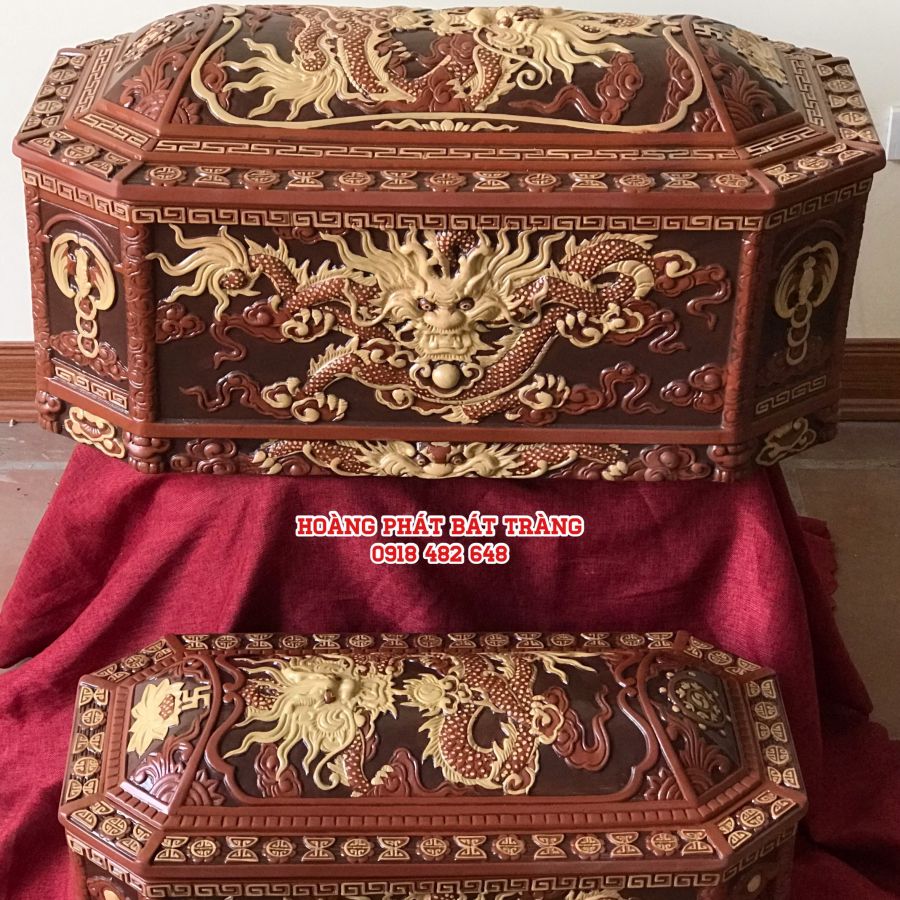 Quách tiểu sành bát giác Nhất Long 3 màu cao cấp QTSA70