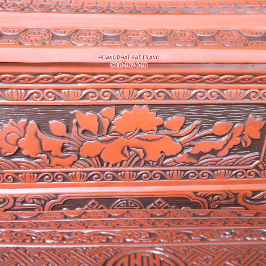 Quách tiểu sành hoa sen chân vuông mái Vòm cỡ Đại