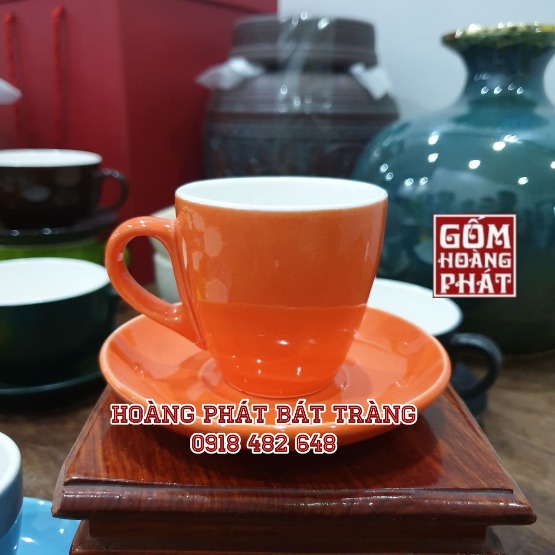 Tách cafe espresso men cam bóng 80ml gốm sứ Bát Tràng