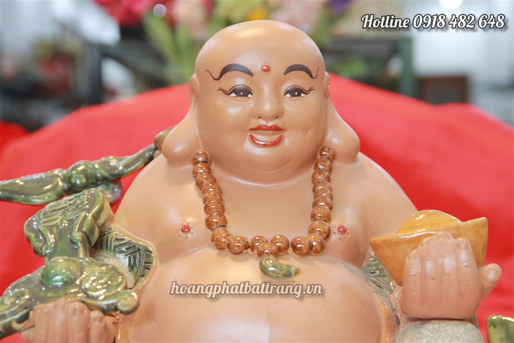 Tượng Di Lặc cưỡi cá chép hóa rồng dáng ngồi 2