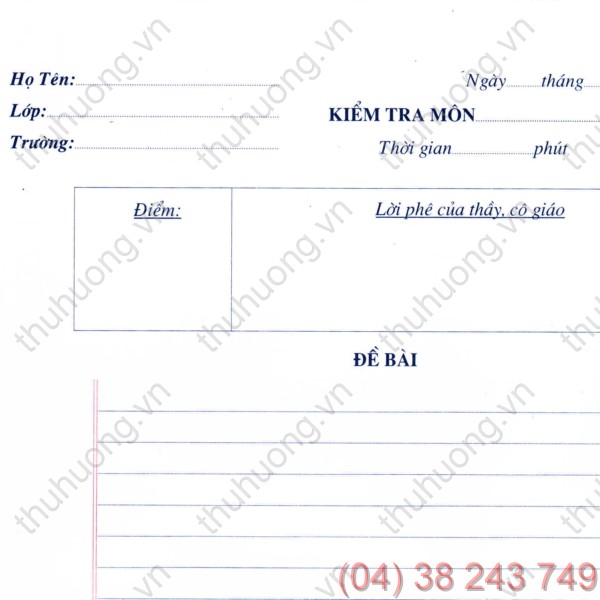 Giấy kiểm tra cấp 2 - HỒNG HÀ 4913 Giấy Kiểm Tra Cấp 2 - Hồng Hà 4913