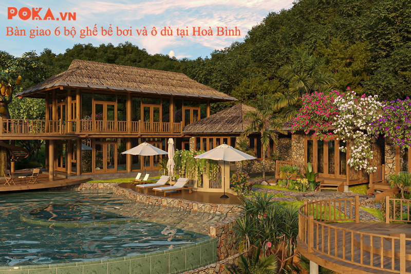 [Hình ảnh] Bàn giao 6 bộ giường nằm bể bơi và 6 bộ ô chính tâm gỗ ở Hoà Bình