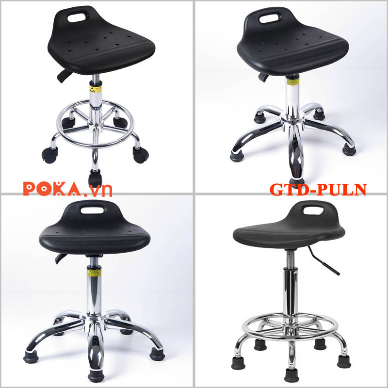 Ghế chống tĩnh điện mặt 8 lỗ có tựa lưng ngắn nâng hạ GTD-PULN