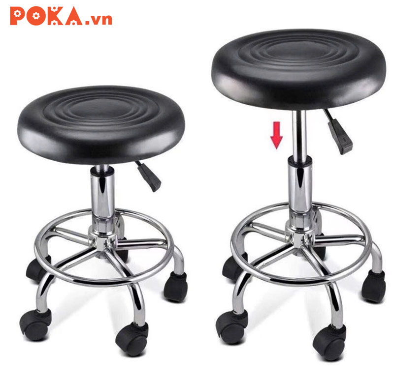 Ghế đôn xoay mặt vòng tròn có bánh xe