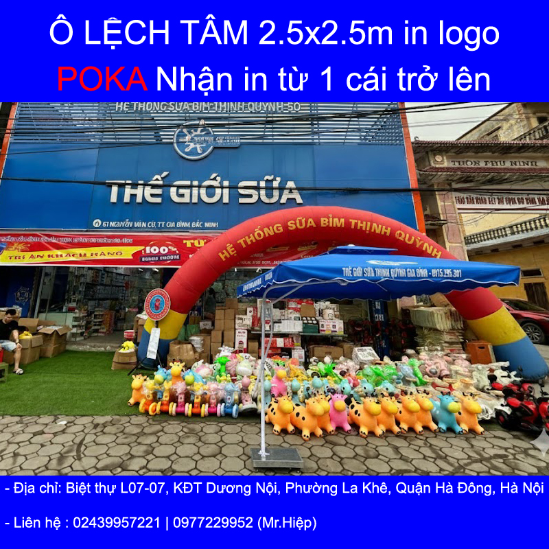 Báo giá dù lệch tâm in logo