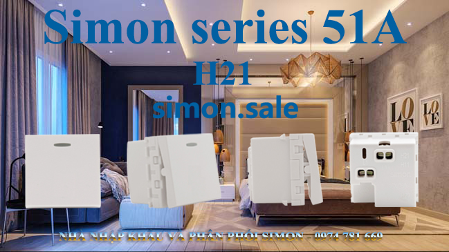 Thiết bị điện Simon công tắc ổ cắm mặt đế chữ nhật series 51A S51A H21