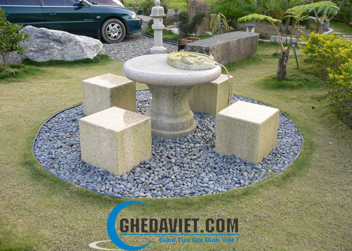 Bộ ghế đá Granite nguyên khối GDGR-13 | Ghế đá tự nhiên - 0933832979