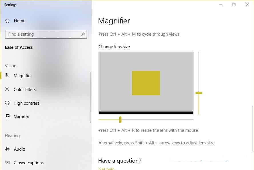 Thay đổi kích thước khu vực phóng to