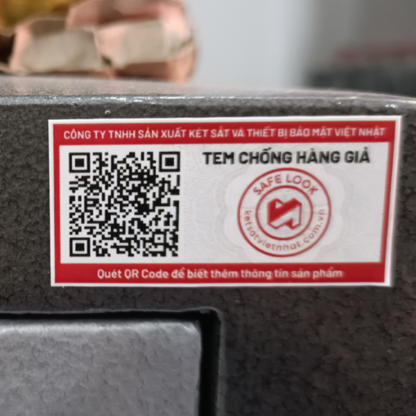 Tem check mã QR, tên, quy cách két sắt Việt Nhật