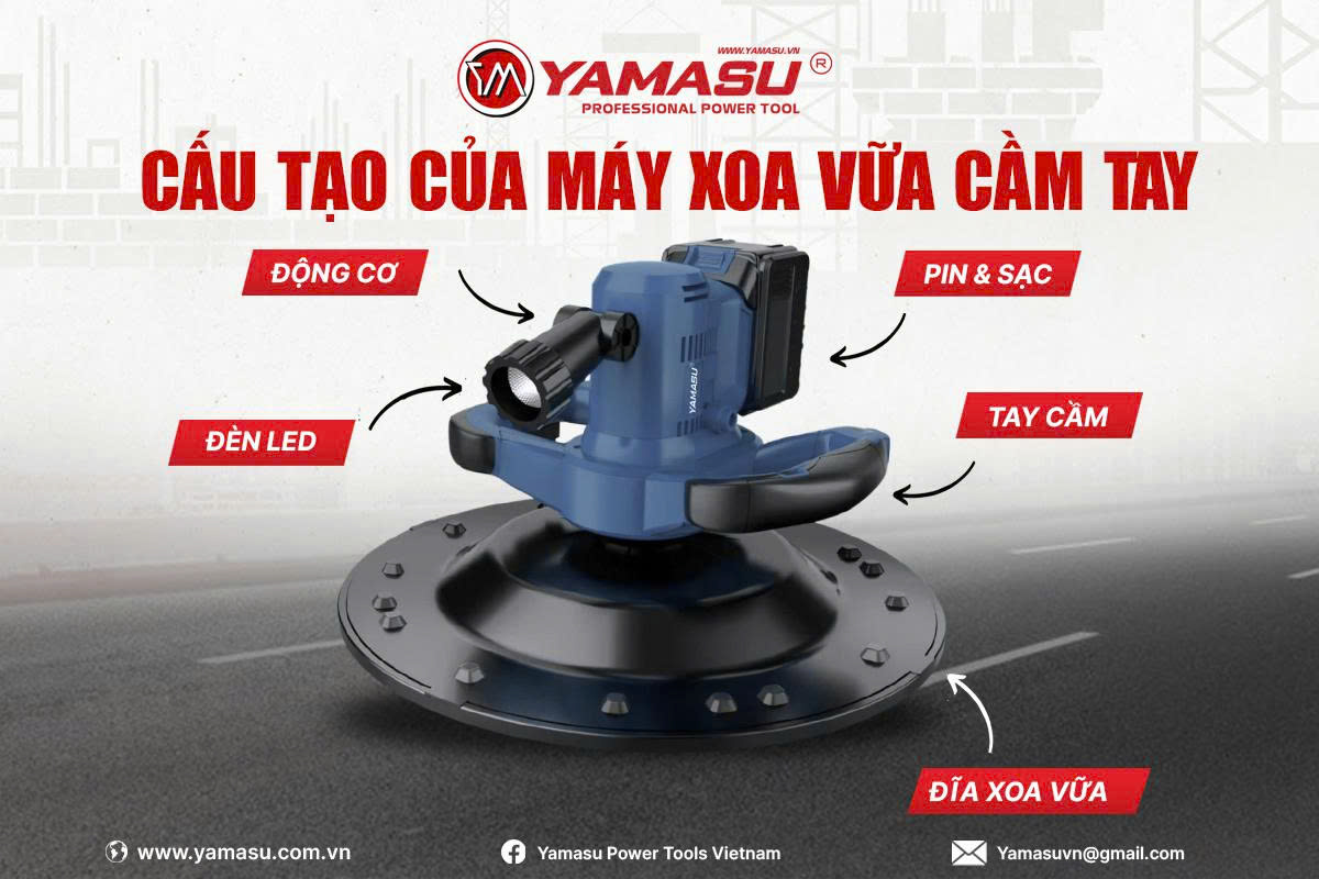 Cấu tạo của máy xoa vữa cầm tay?