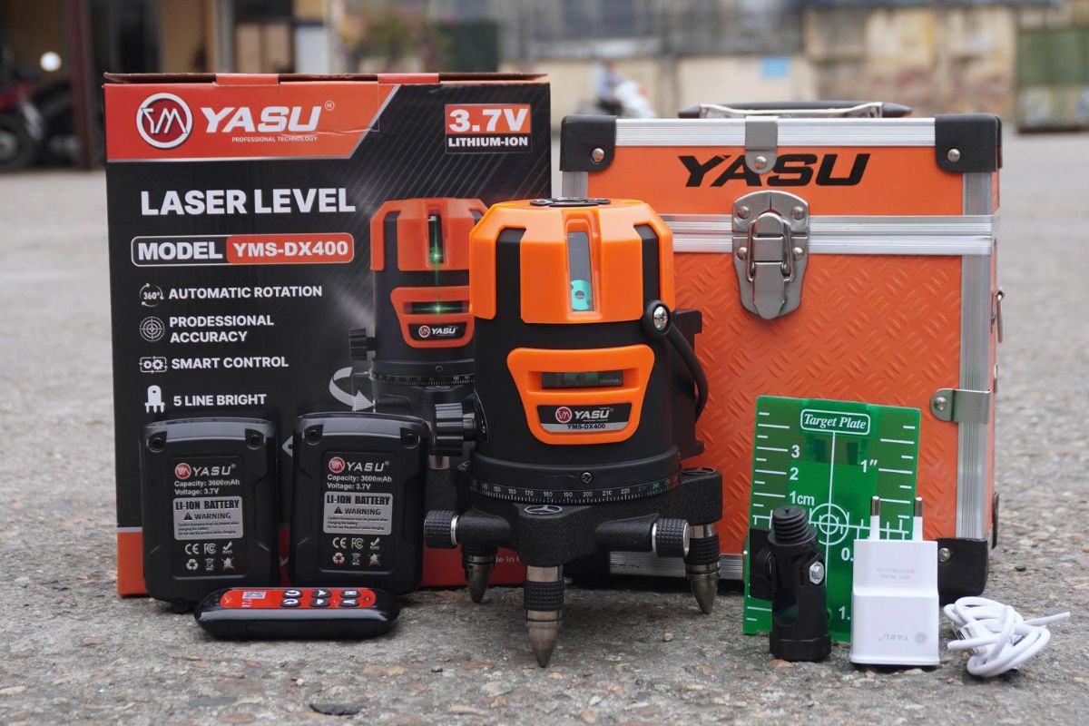 MÁY CÂN MỰC LASER 5 TIA XANH YMS-DX400 Đế Bi Xoay Tự Động