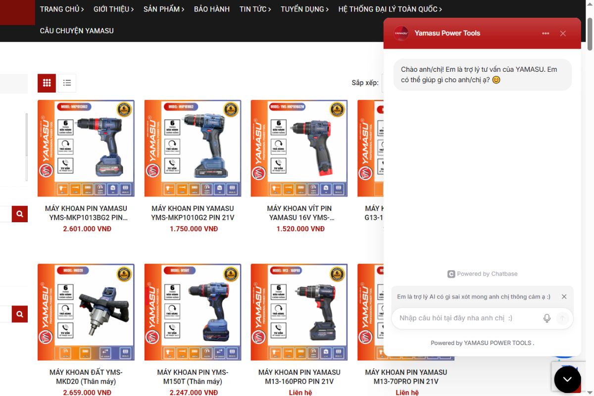 Truy cập website Yamasu