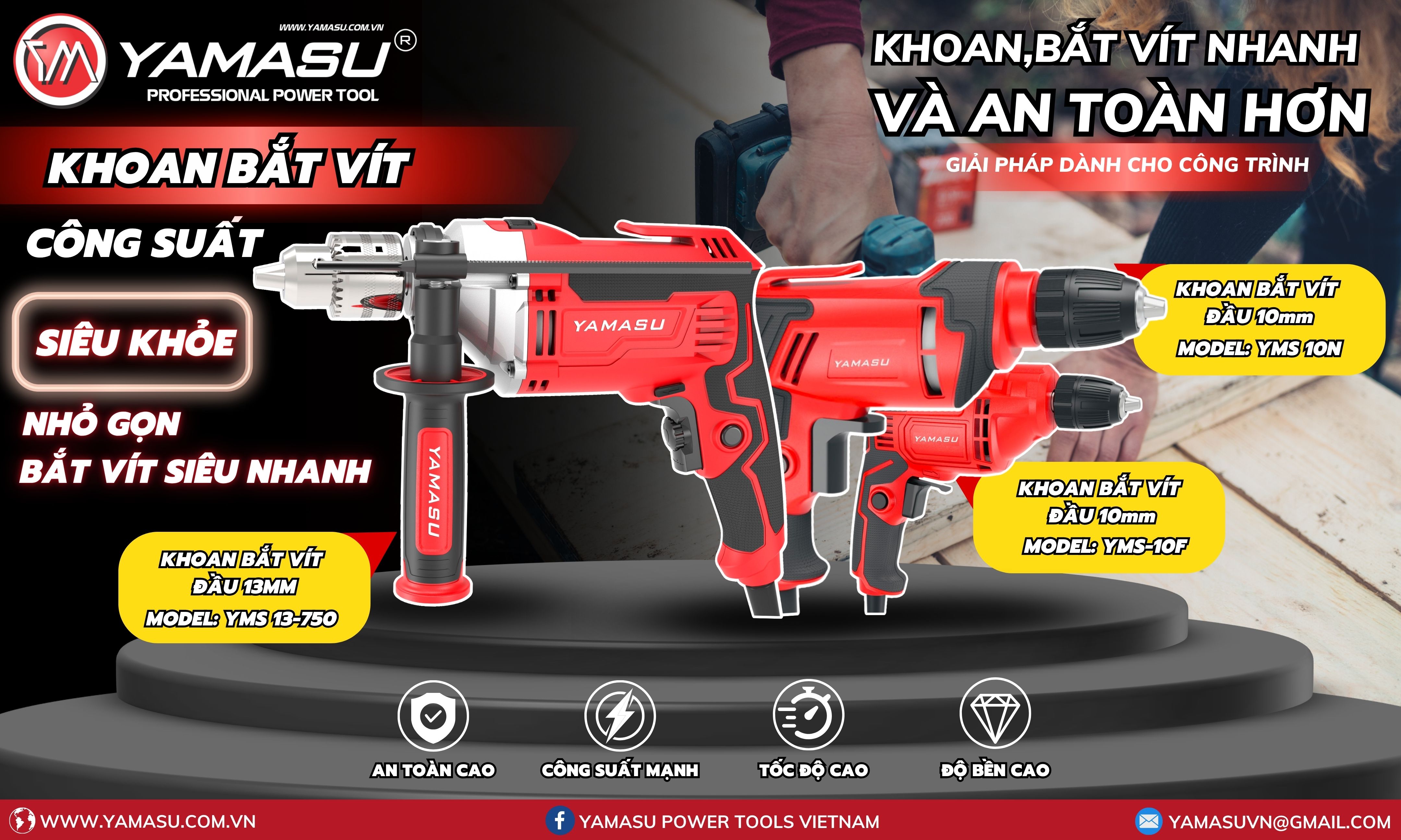 Mua máy khoan chính hãng uy tín, chất lượng tại Yamasu
