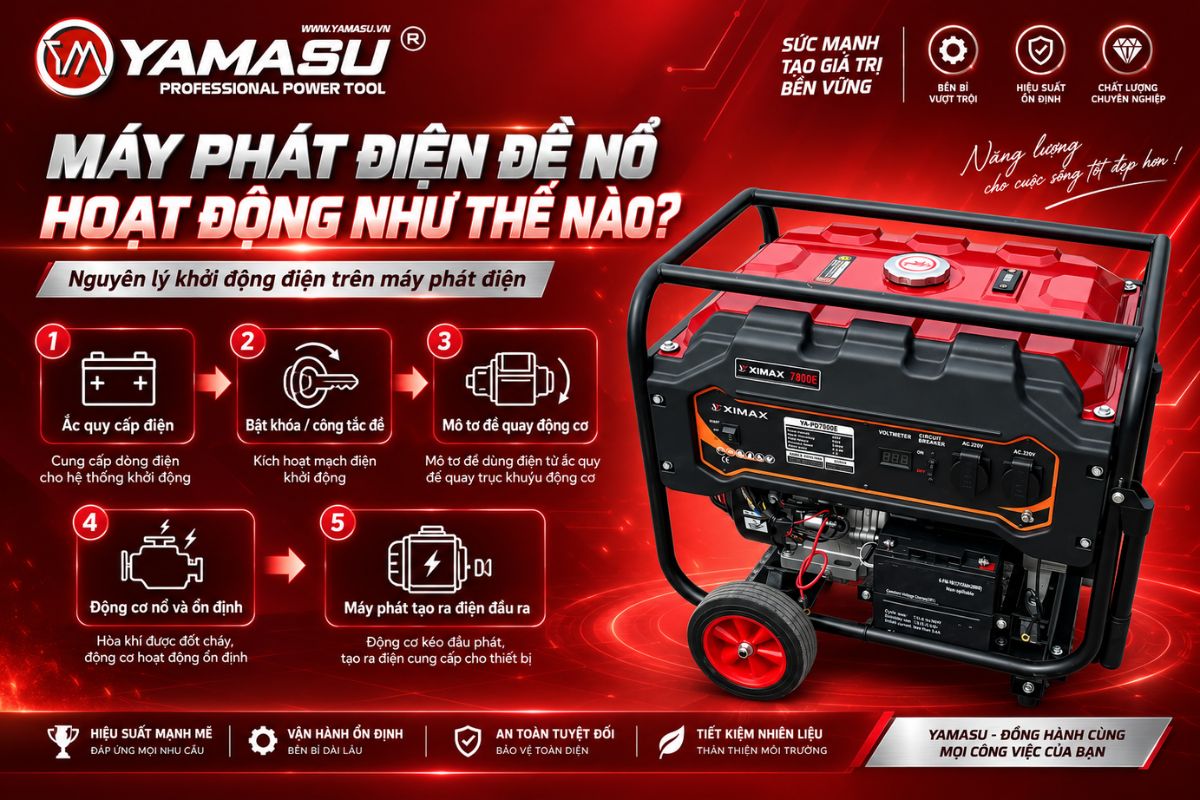 Nguyên lý máy phát điện đề nổ hoạt động như thế nào?