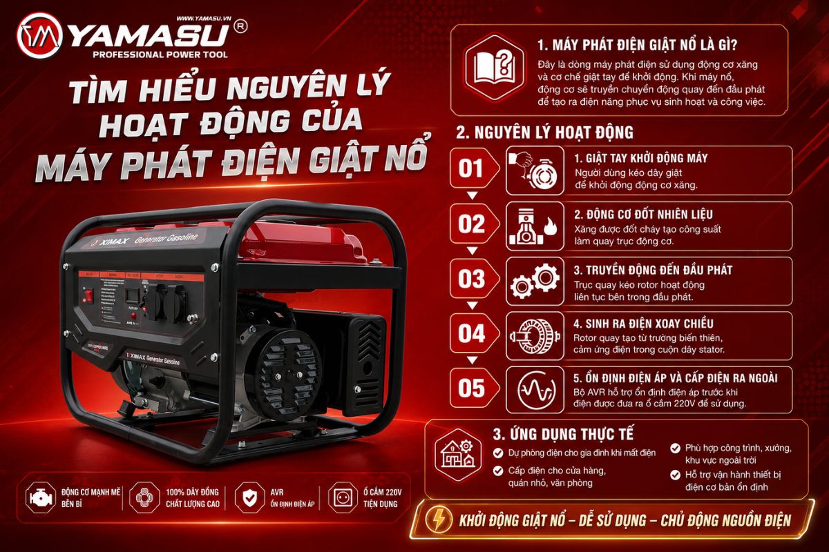 Nguyên lý hoạt động của máy phát điện giật nổ