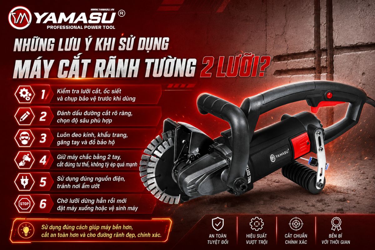 Những lưu ý khi sử dụng máy cắt rãnh tường