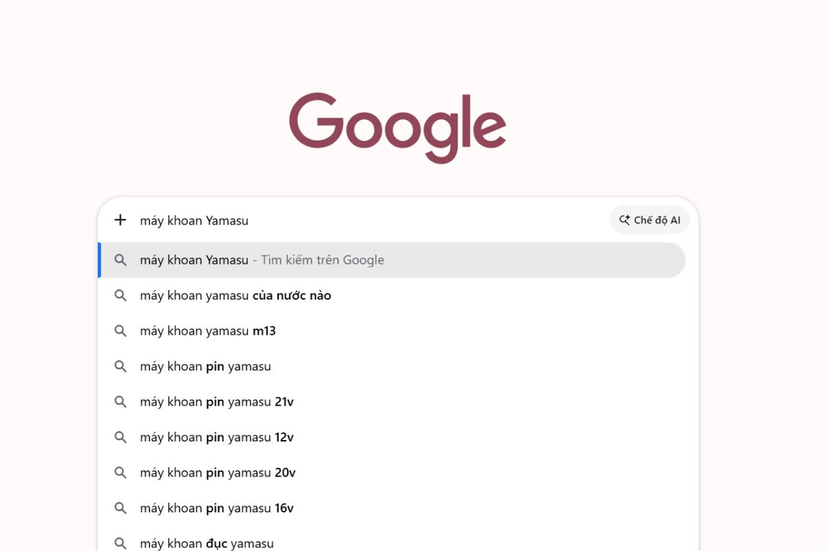 Tìm kiếm từ khóa Yamasu trên Google