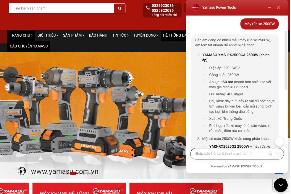 Trò chuyện và tìm kiếm thông tin sản phẩm