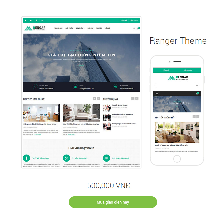 Giao diện website Ranger