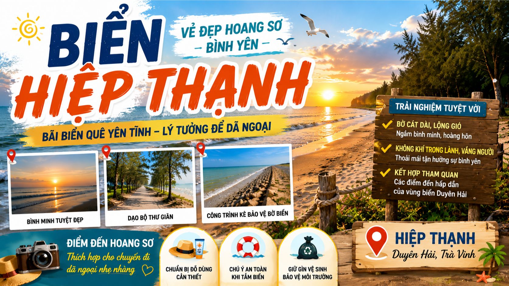 Biển Hiệp Thạnh Trà Vinh: Bãi Biển Hoang Sơ Duyên Hải