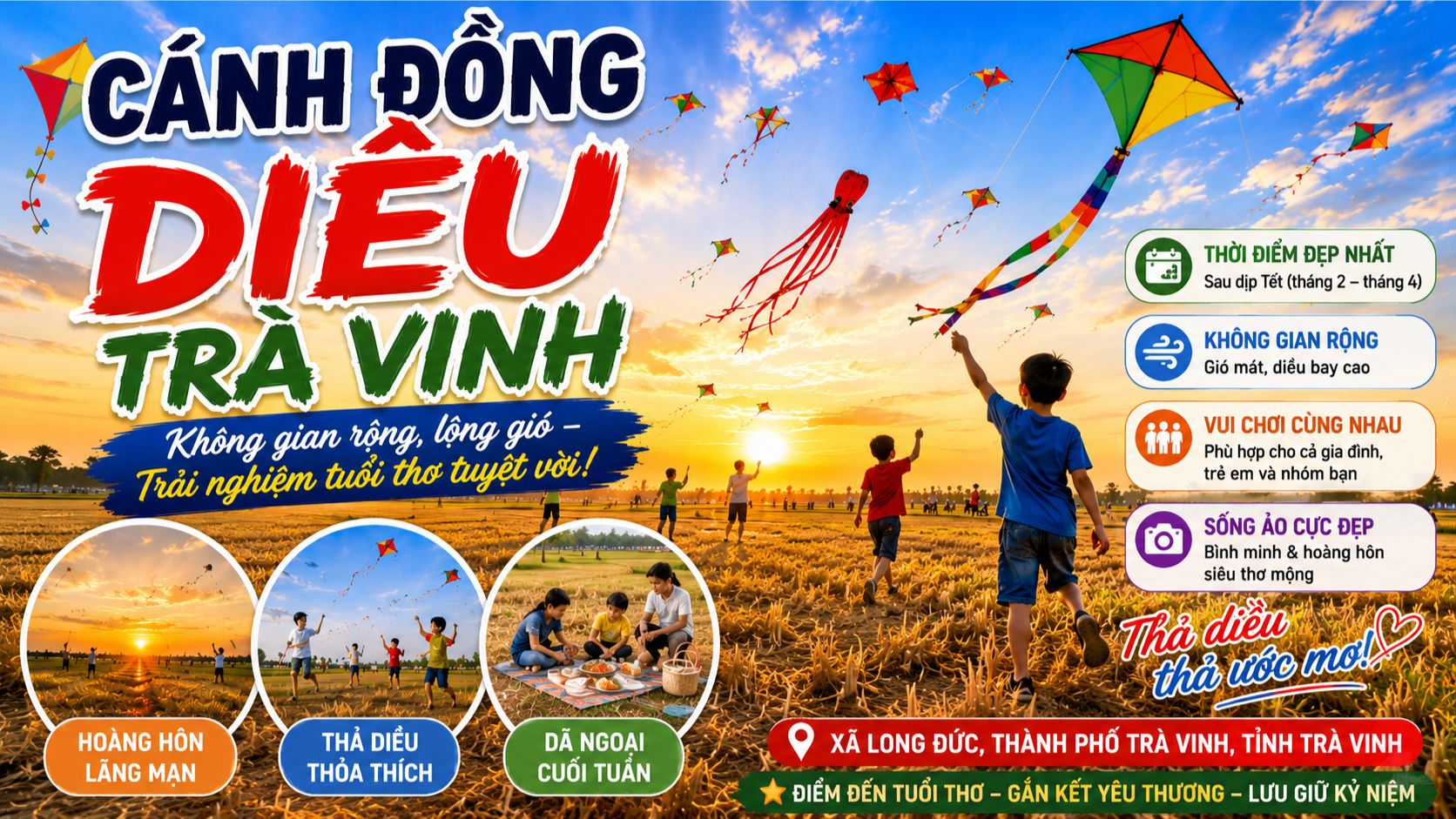 Cánh Đồng Diều Trà Vinh: Thả Diều & Check-in Long Đức