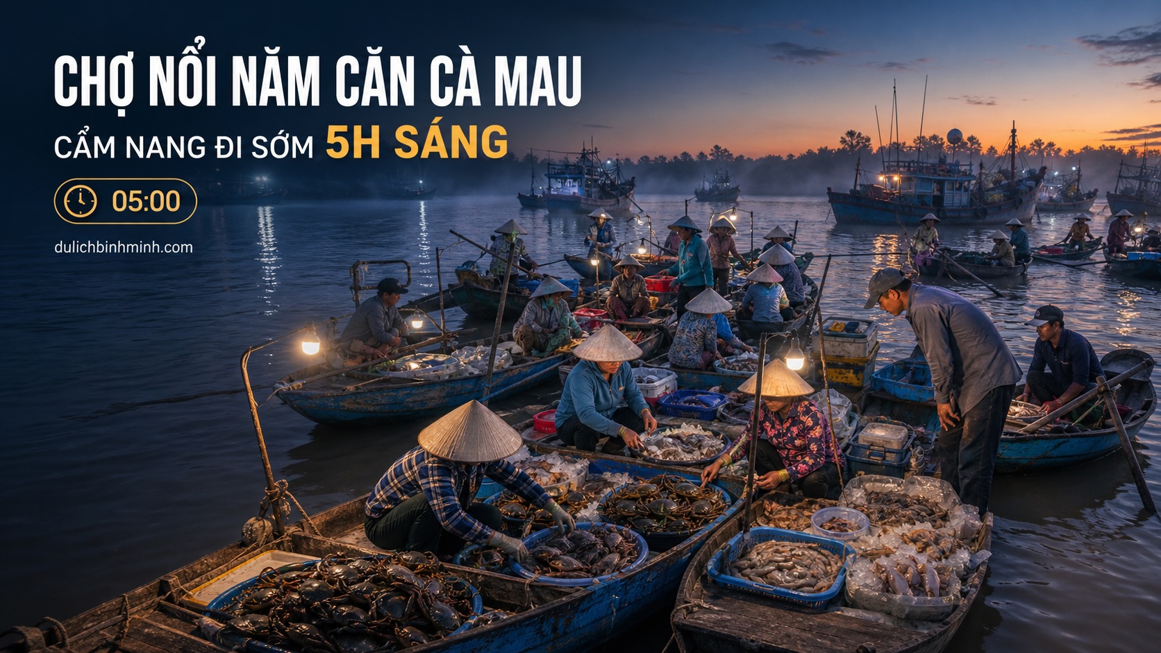 Chợ Nổi Năm Căn Cà Mau: Cẩm Nang Đi Sớm 5h Sáng