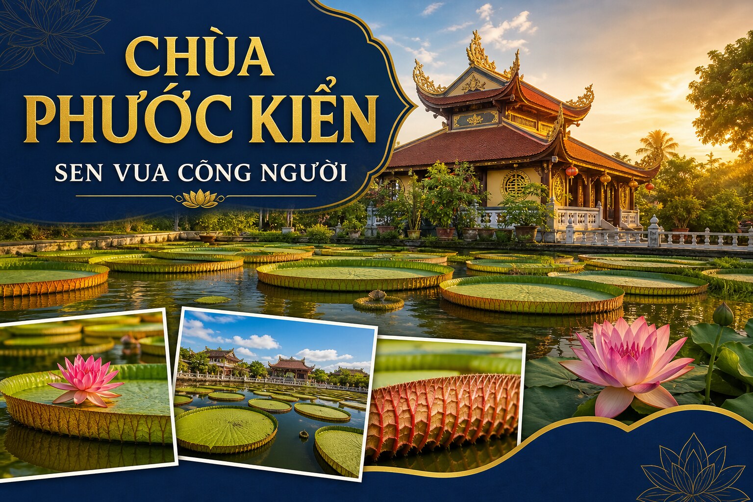 Chùa Phước Kiển Lá Sen Đồng Tháp: Sen Vua Cõng Người