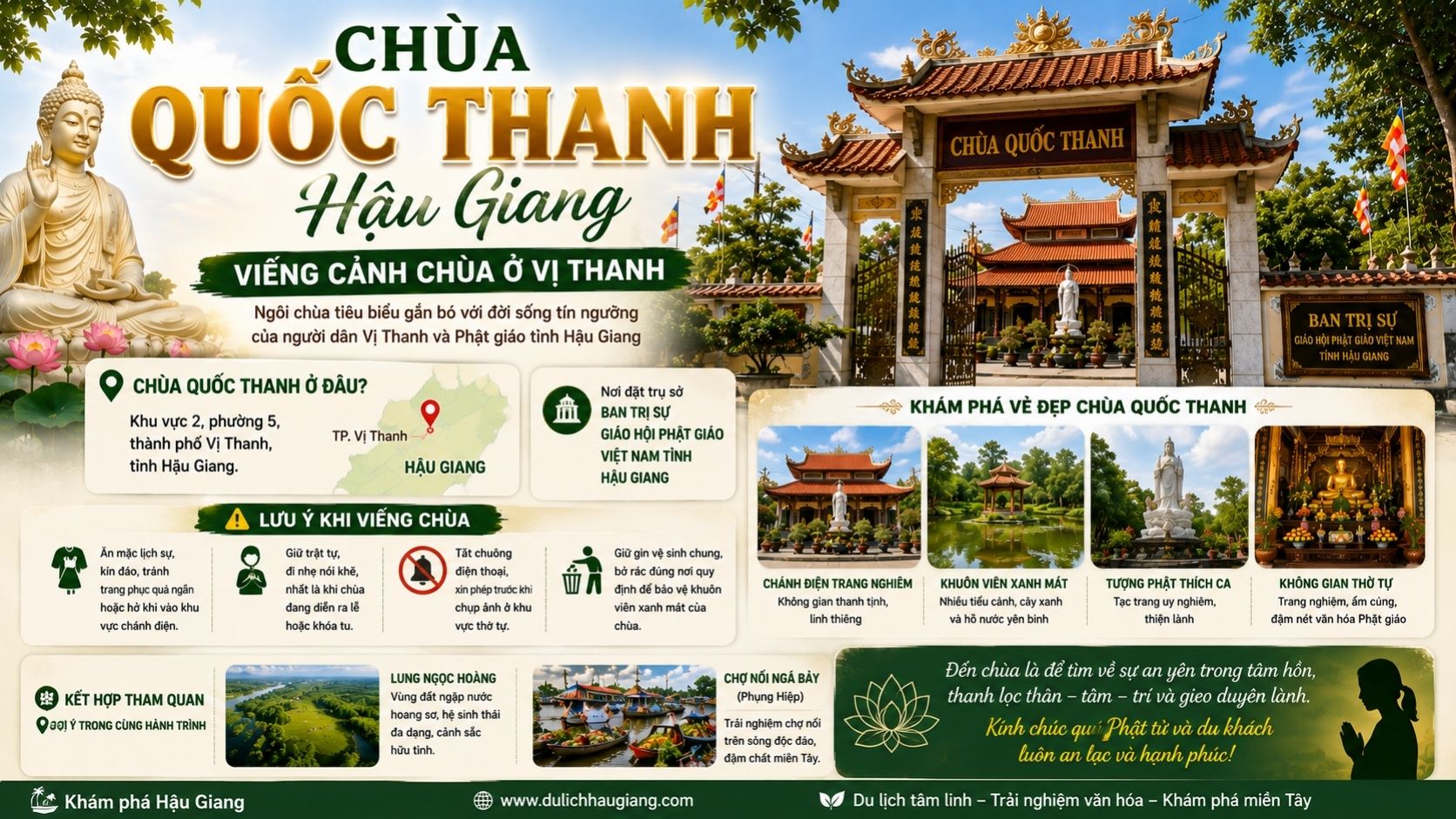 Chùa Quốc Thanh Hậu Giang: Viếng Cảnh Chùa Ở Vị Thanh