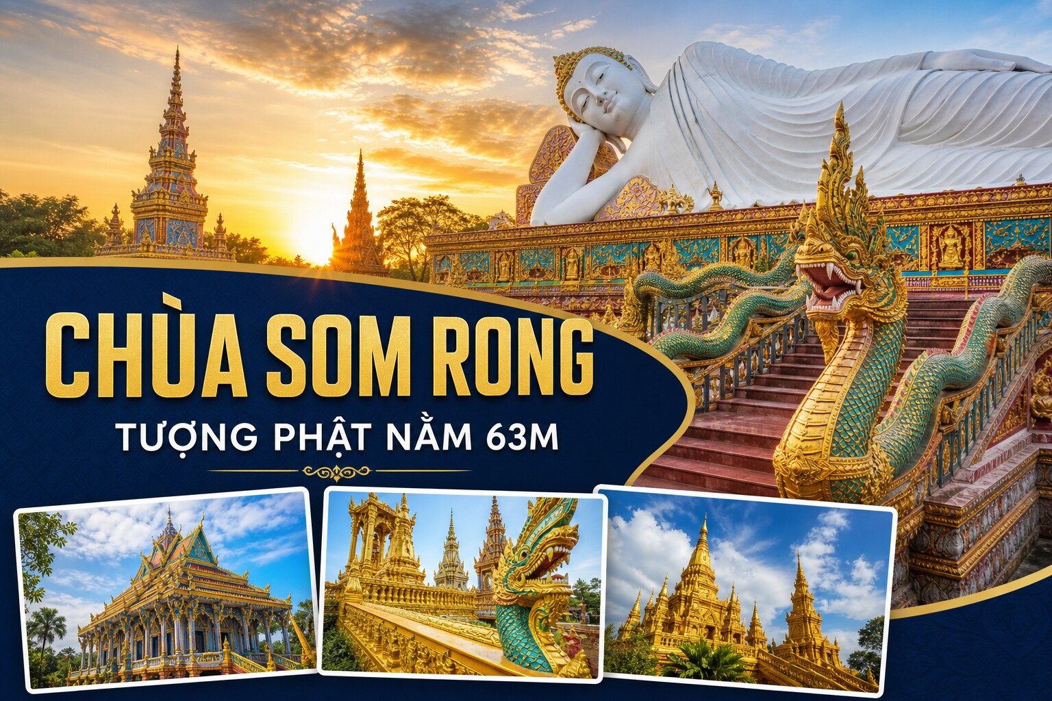 Chùa Som Rong Sóc Trăng: Tượng Phật Nằm 63m & Cầu Thang Rồng