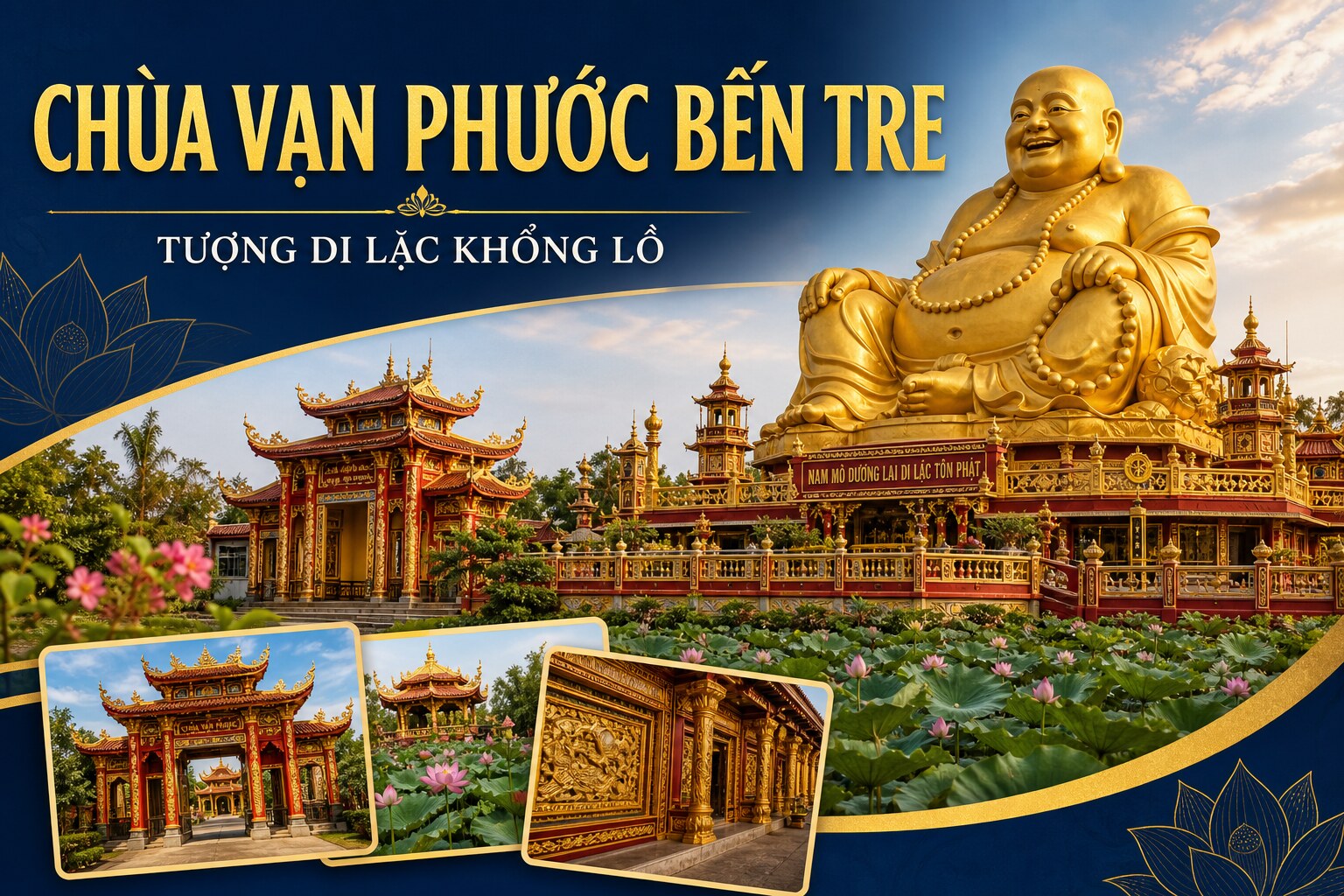 Chùa Vạn Phước Bến Tre: Tượng Di Lặc Khổng Lồ Bình Đại