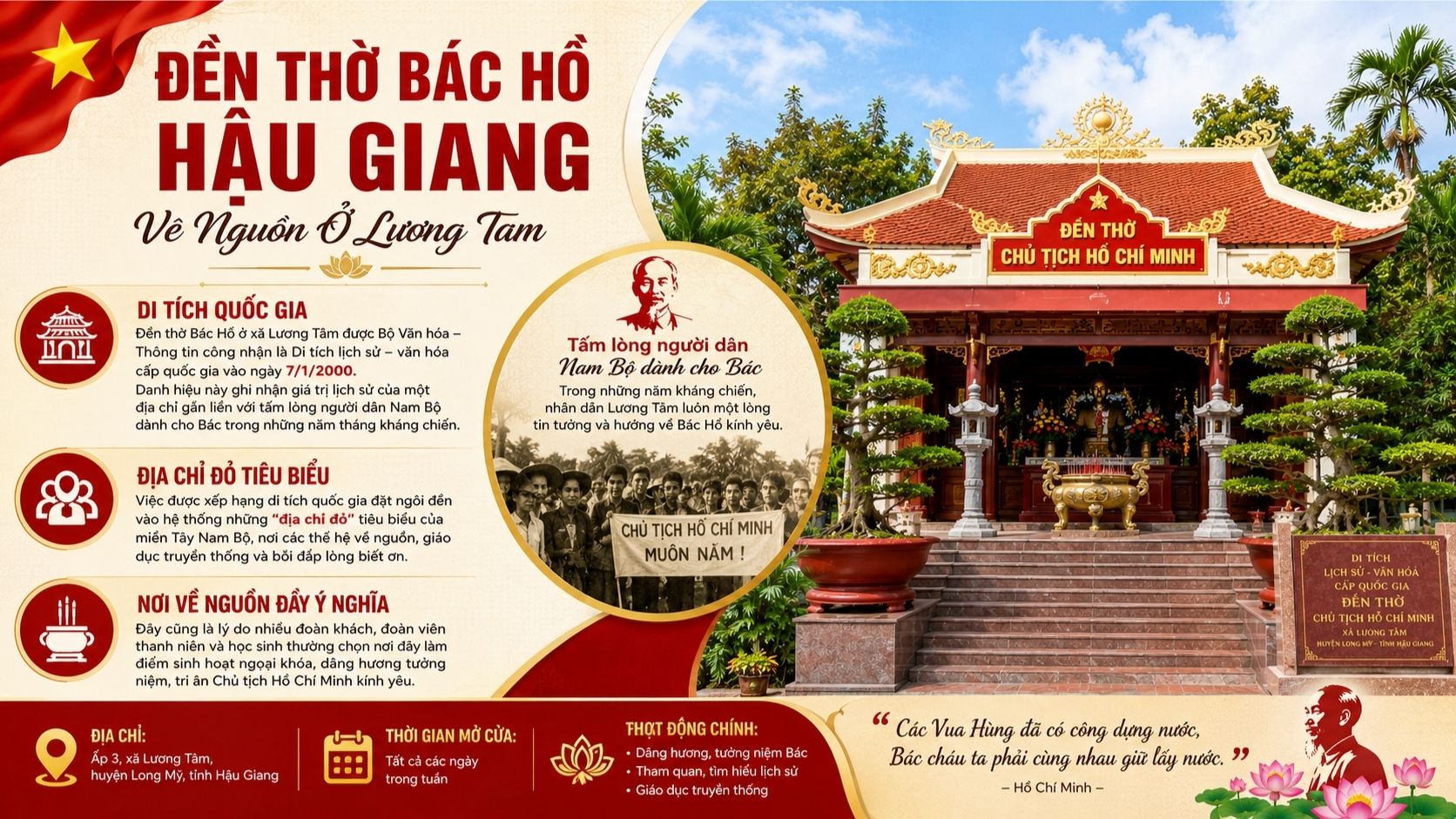 Đền Thờ Bác Hồ Hậu Giang: Về Nguồn Ở Lương Tâm